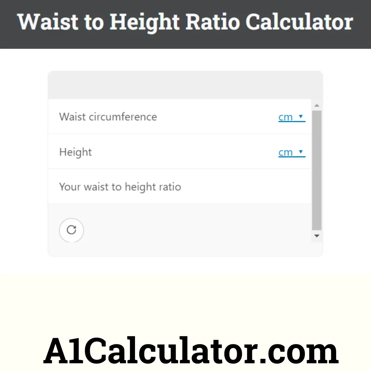 Waist To Height Ratio Calculator Free - A1Calculator